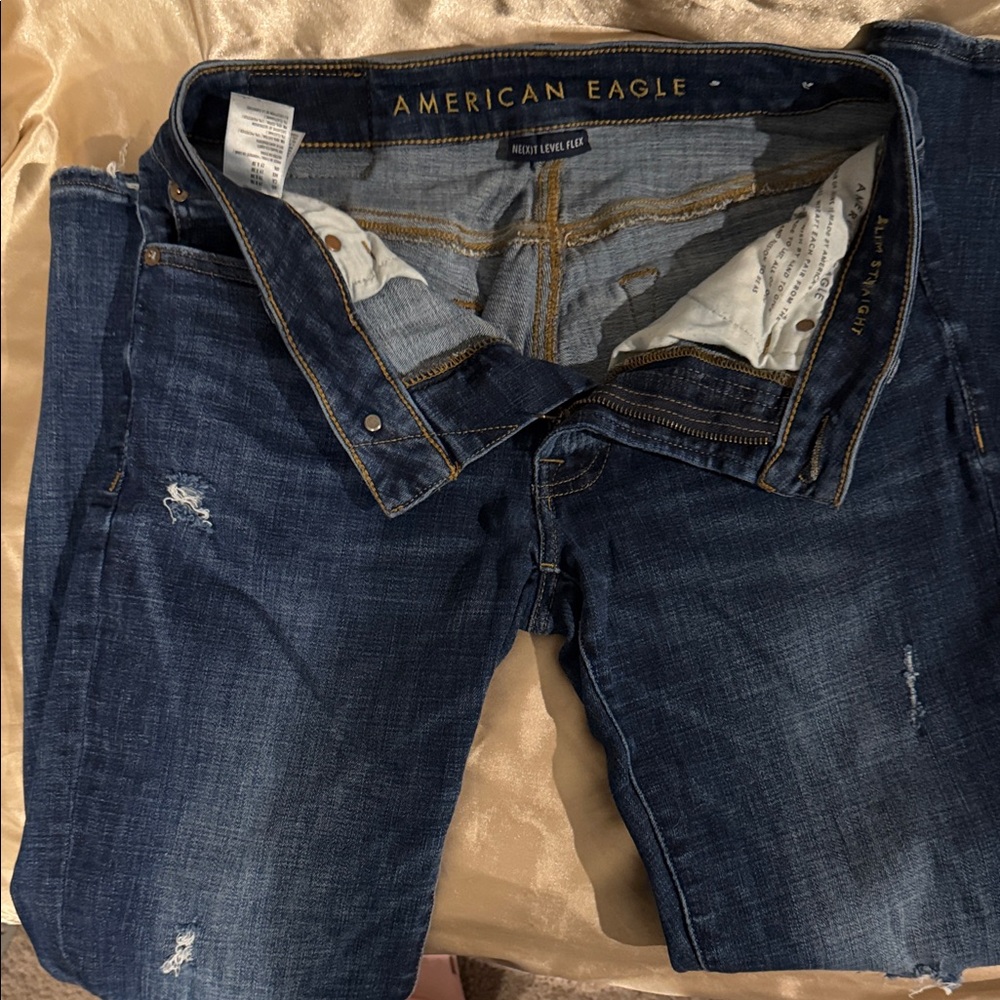 American Eagle Outfitters Men's Dark Blue Relaxed Jeans